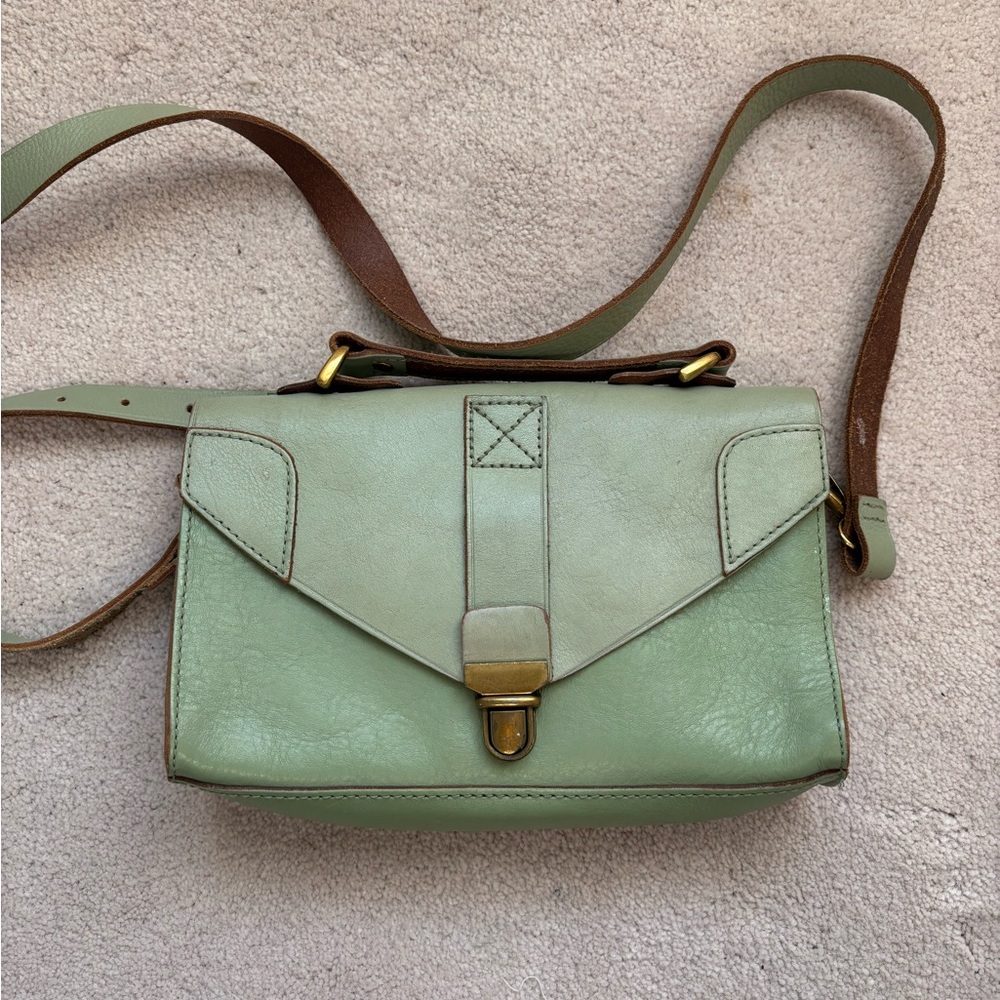 Madewell Green and Brown Crossbody Bag with Adjustable Strap